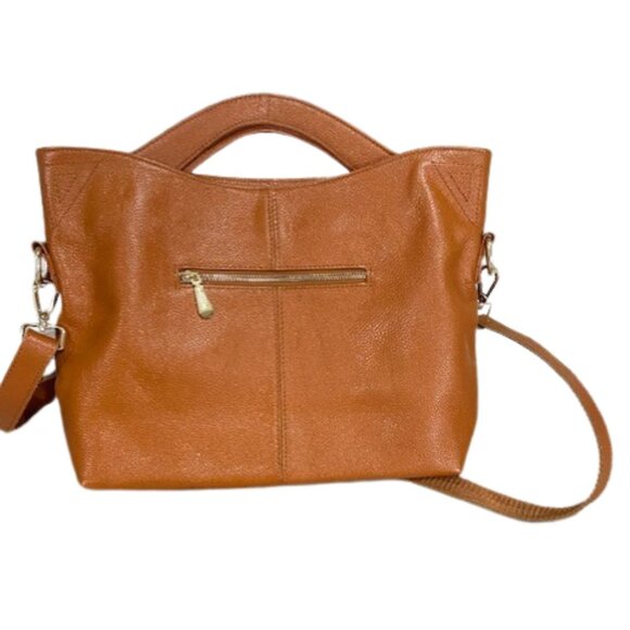 Paste Leather Handbag or Crossbody, Adjustable Shoulder Strap, Burnt Orange - Picture 4 of 16